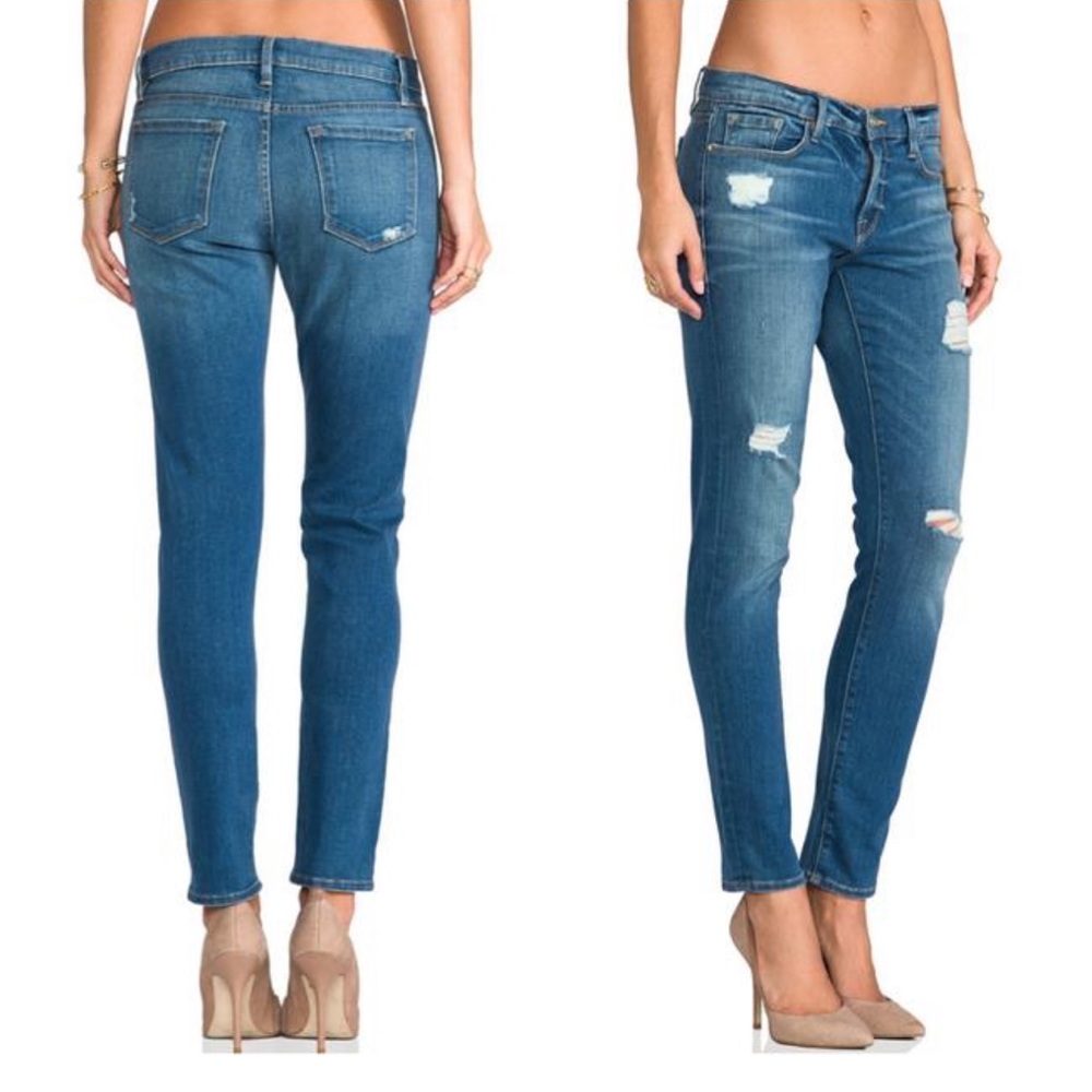 FRAME Le Garçon Distressed Skinny Jeans